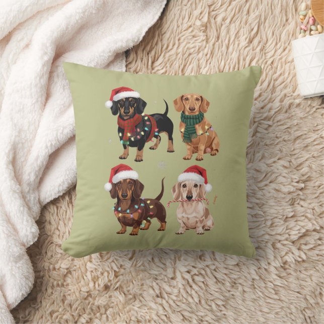 Dachshund Christmas Dog Mom Lover Xmas Gift Throw Pillow (Blanket)