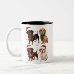 Dachshund Christmas Dog Mom Lover Xmas Gift Two-Tone Coffee Mug