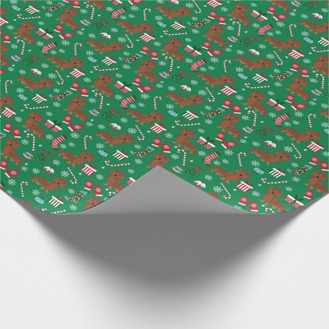 Dachshund christmas dog pet wrapping paper (Corner)