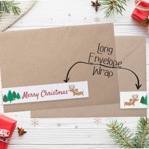 Dachshund Christmas Doxie Envelope Sticker Wrap Around Address Label