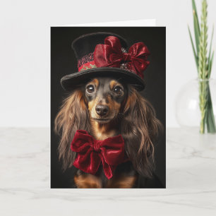 Dachshund Christmas Elegant Victorian Dog Holiday Card