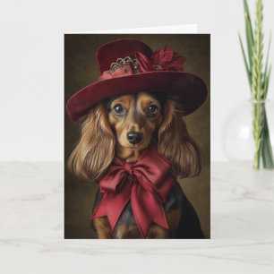 Dachshund Christmas Elegant Victorian Dog Holiday Card