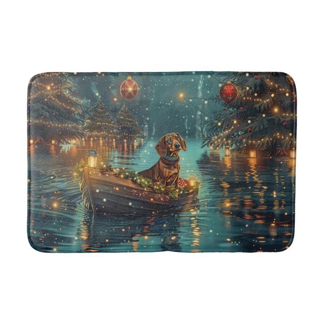 Dachshund Christmas Festive Voyage  Bath Mat (Front)