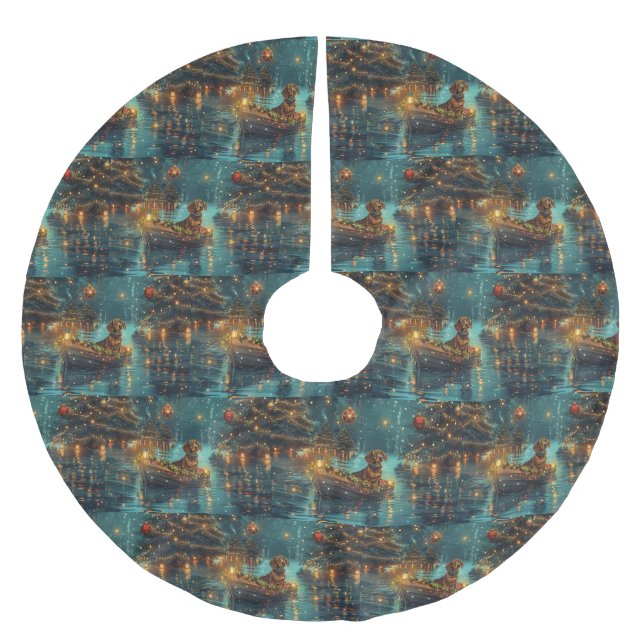 Dachshund Christmas Festive Voyage  Brushed Polyester Tree Skirt (Front)