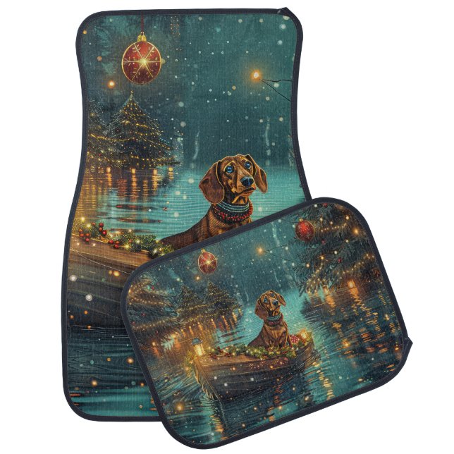 Dachshund Christmas Festive Voyage  Car Floor Mat (Set)