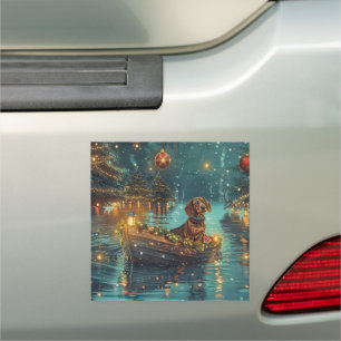 Dachshund Christmas Festive Voyage Car Magnet