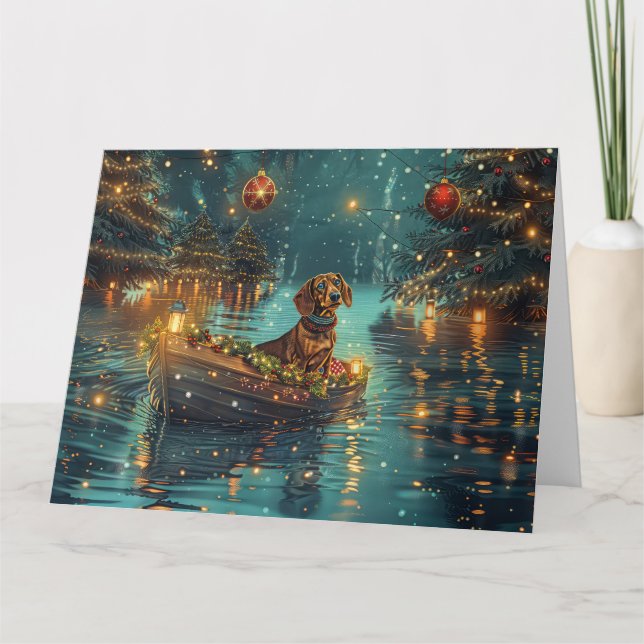 Dachshund Christmas Festive Voyage  Card (Front)