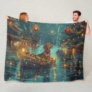 Dachshund Christmas Festive Voyage Fleece Blanket