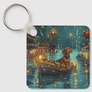 Dachshund Christmas Festive Voyage  Keychain