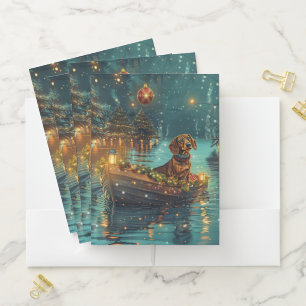 Dachshund Christmas Festive Voyage  Pocket Folder