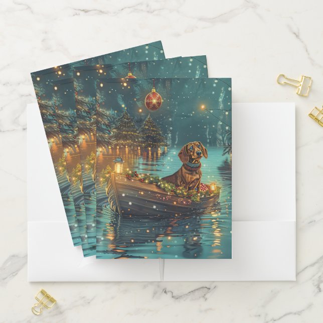 Dachshund Christmas Festive Voyage  Pocket Folder (In Situ)