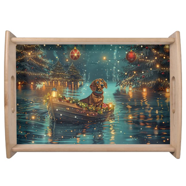 Dachshund Christmas Festive Voyage  Serving Tray (Front)