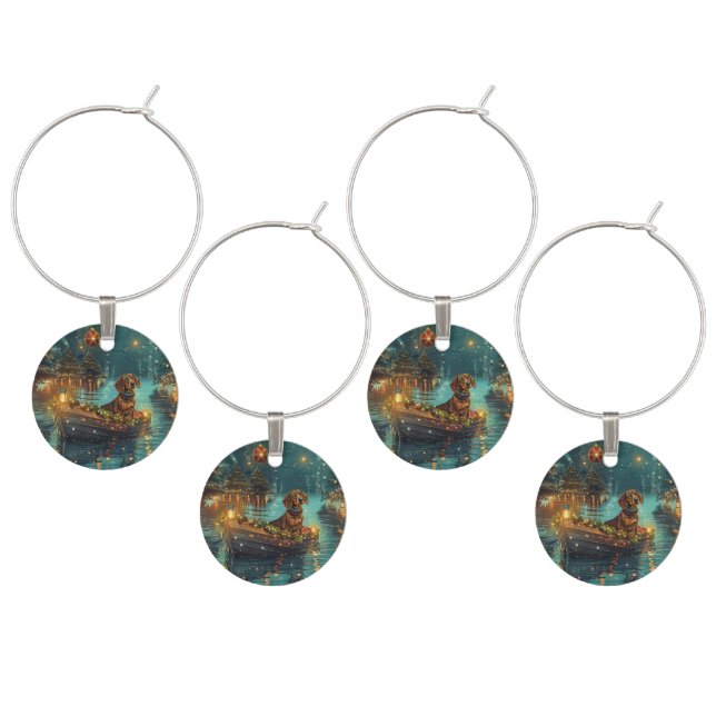 Dachshund Christmas Festive Voyage  Wine Charm (Staggered)