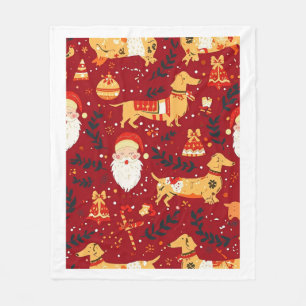 Dachshund christmas fleece blanket