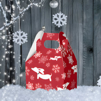 Dachshund Christmas Gift Favor Box Snowflakes by Smoothe1 at Zazzle