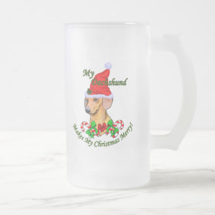 Dachshund Christmas Gifts Frosted Glass Beer Mug