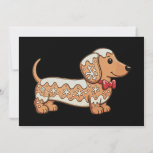 Dachshund Christmas Gingerbread Cookie Weiner Dog Holiday Card