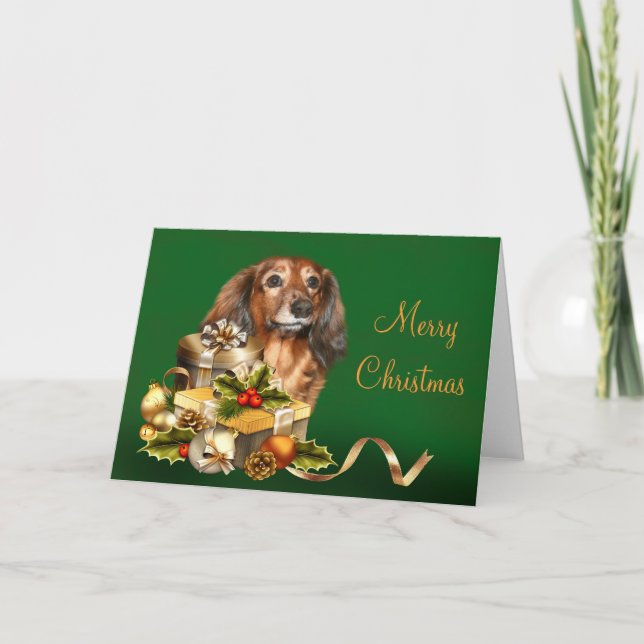 Dachshund Christmas Holiday Card (Front)
