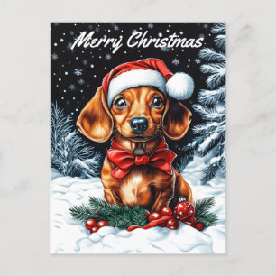 Dachshund Christmas Holiday Postcard