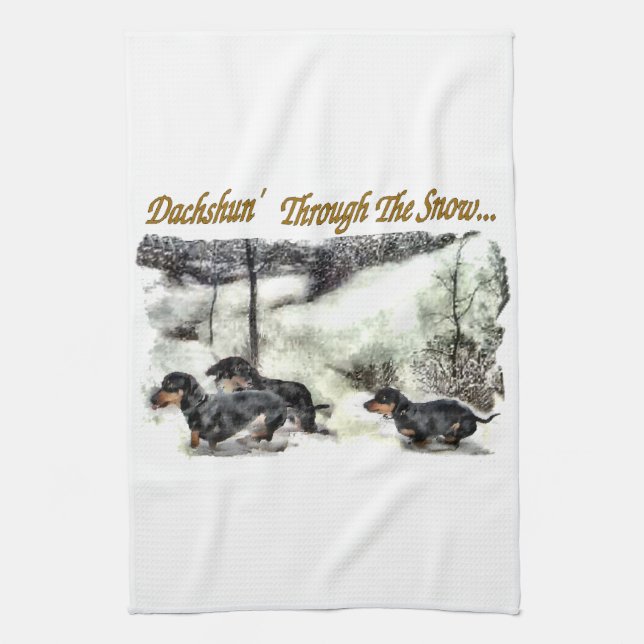 Dachshund Christmas Kitchen Towel (Vertical)