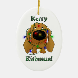 Dachshund - Christmas Lights Ceramic Ornament