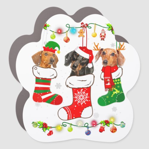 Dachshund Christmas Lights Gift Funny Xmas Dog Lov Car Magnet