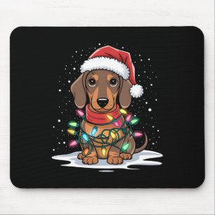 Dachshund Christmas Lights Santa Hat Dog Lover Hol Mouse Pad