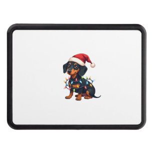 Dachshund Christmas Lights Santa Hat Xmas Dog Love Hitch Cover