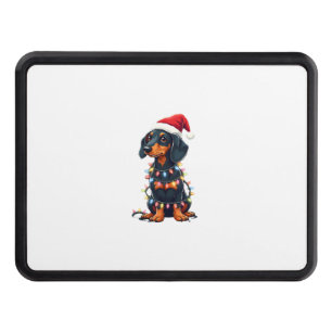 Dachshund Christmas Lights Santa Hat Xmas Dog Love Hitch Cover