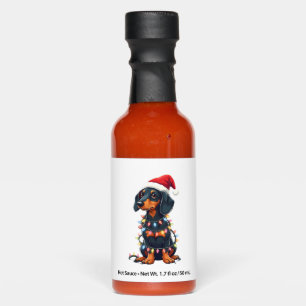 Dachshund Christmas Lights Santa Hat Xmas Dog Love Hot Sauces