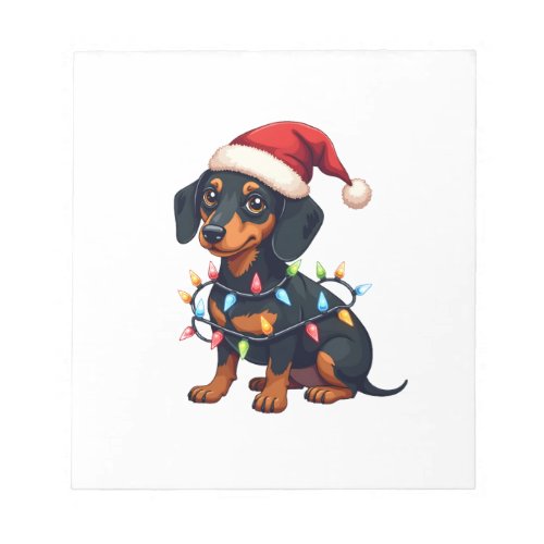 Dachshund Christmas Lights Santa Hat Xmas Dog Love Notepad