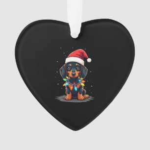 Dachshund Christmas Lights Santa Hat Xmas Dog Love Ornament