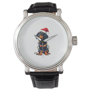 Dachshund Christmas Lights Santa Hat Xmas Dog Love Watch