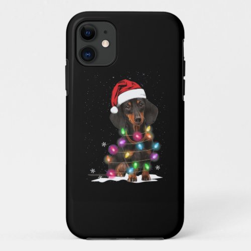 Dachshund Christmas Lights With Snow iPhone 11 Case