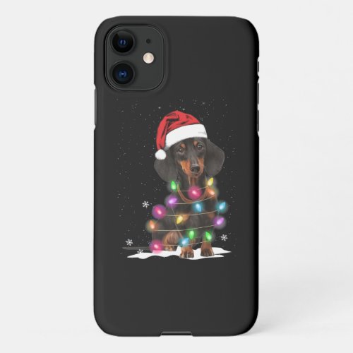 Dachshund Christmas Lights With Snow iPhone 11 Case