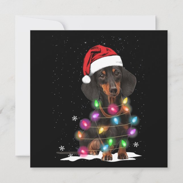 Dachshund Christmas Lights With Snow Note Card (Front)