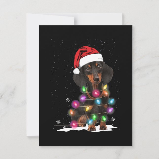 Dachshund Christmas Lights With Snow Note Card (Front)