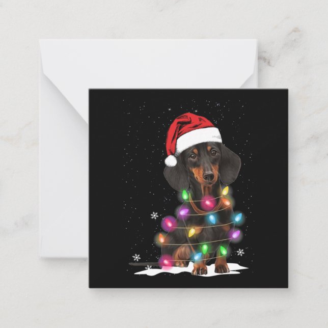 Dachshund Christmas Lights With Snow Note Card (Front)