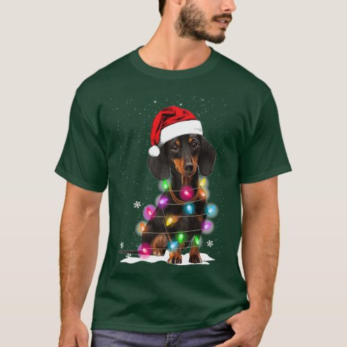 Dachshund Christmas Lights With Snow Sweater 