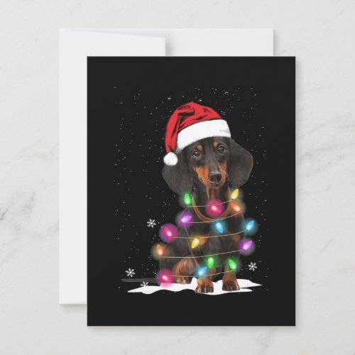 Dachshund Christmas Lights With Snow Thank You Card