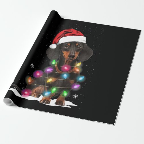 Dachshund Christmas Lights With Snow Wrapping Paper