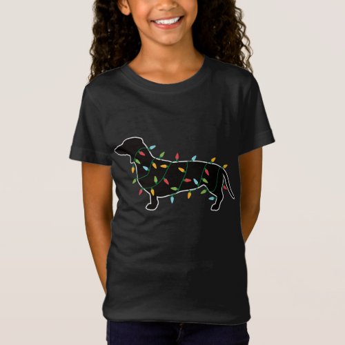 Dachshund Christmas Lights Xmas Gift for Dog Lover T_Shirt