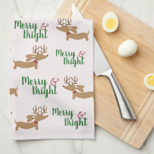 Personalized Merry & Bright Kitchen Towel