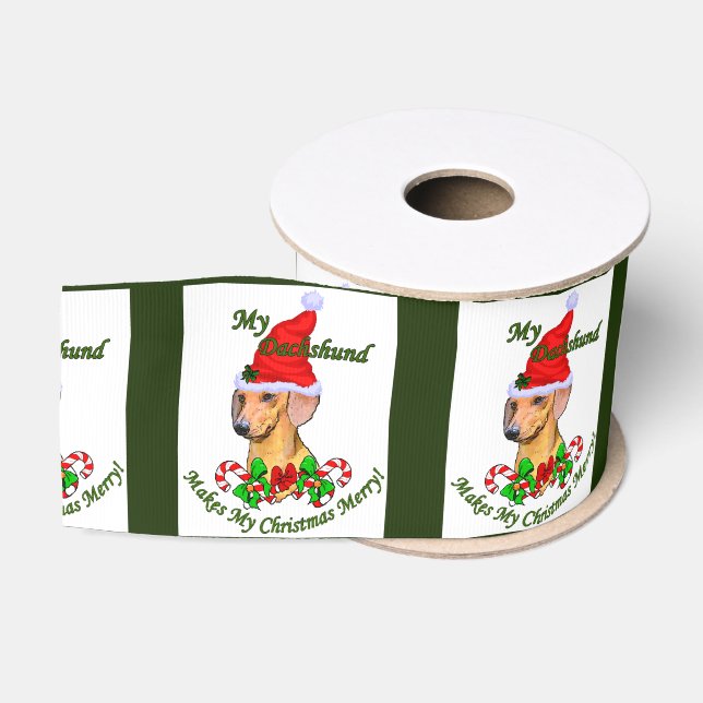 Dachshund Christmas Merry Grosgrain Ribbon (Spool)