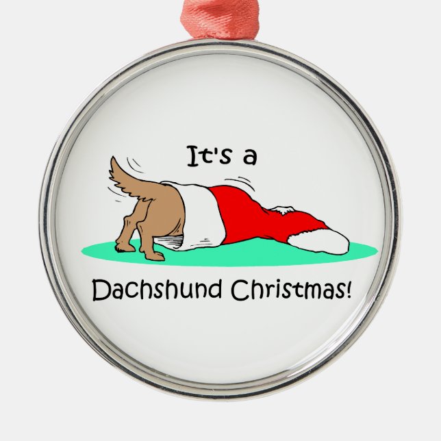 Dachshund Christmas Metal Ornament (Front)