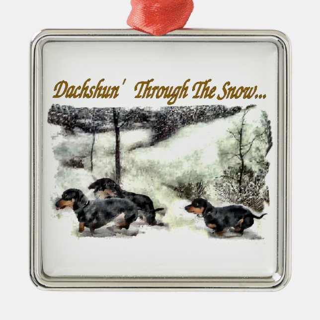 Dachshund Christmas Metal Ornament (Front)