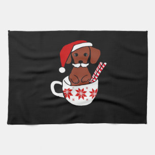 Dachshund Christmas Mustache Coffee Mug Classic T- Kitchen Towel