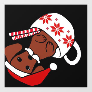 Dachshund Christmas Mustache Coffee Mug Classic T- Wall Decal