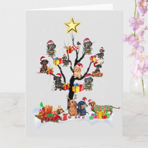 Dachshund Christmas On Tree Shirt Xmas Gift Ideas Card