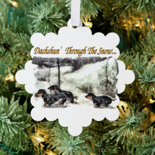 Dachshund Christmas Ornament Card